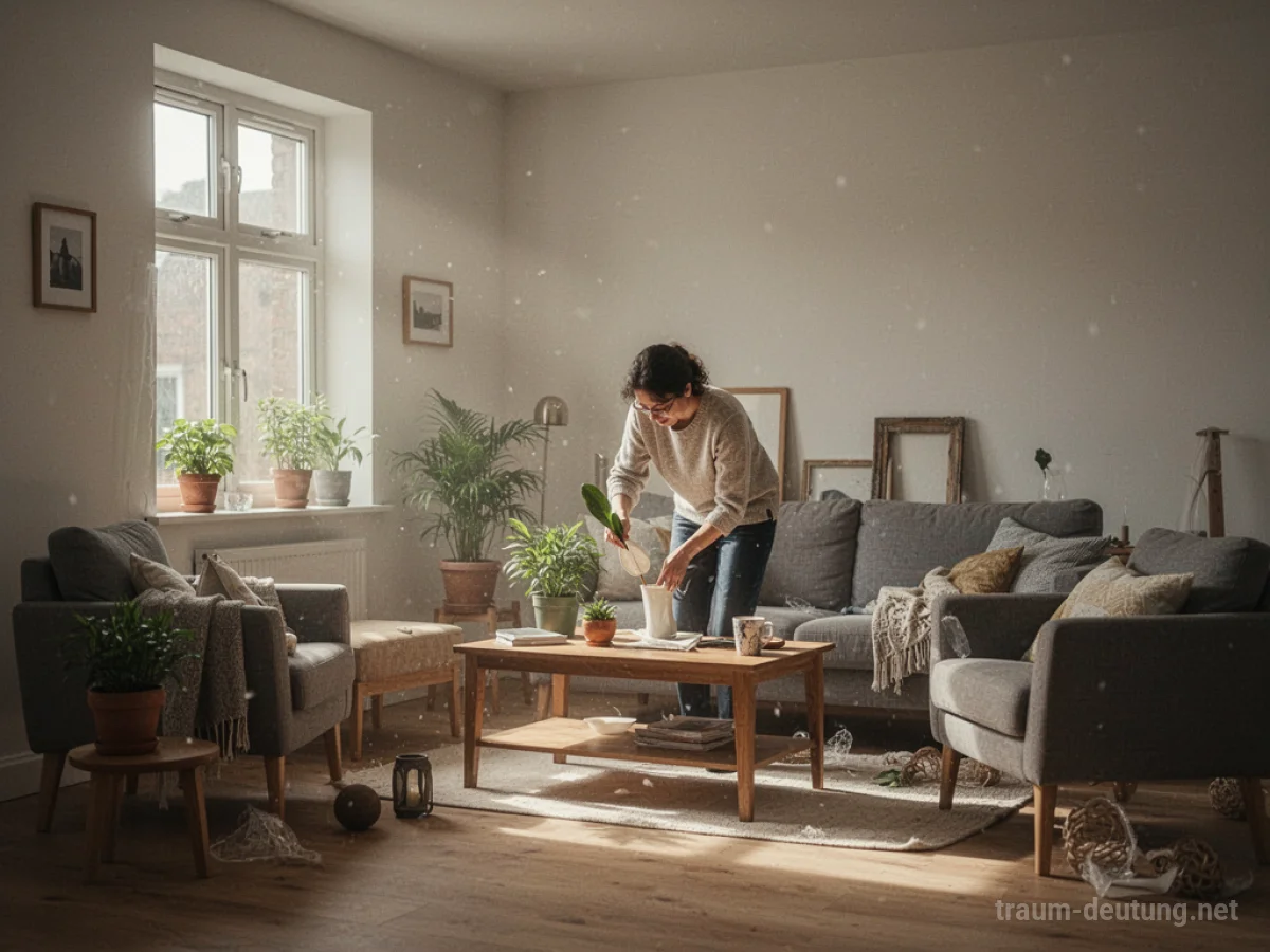 Person richtet ein helles, neues Zimmer ein