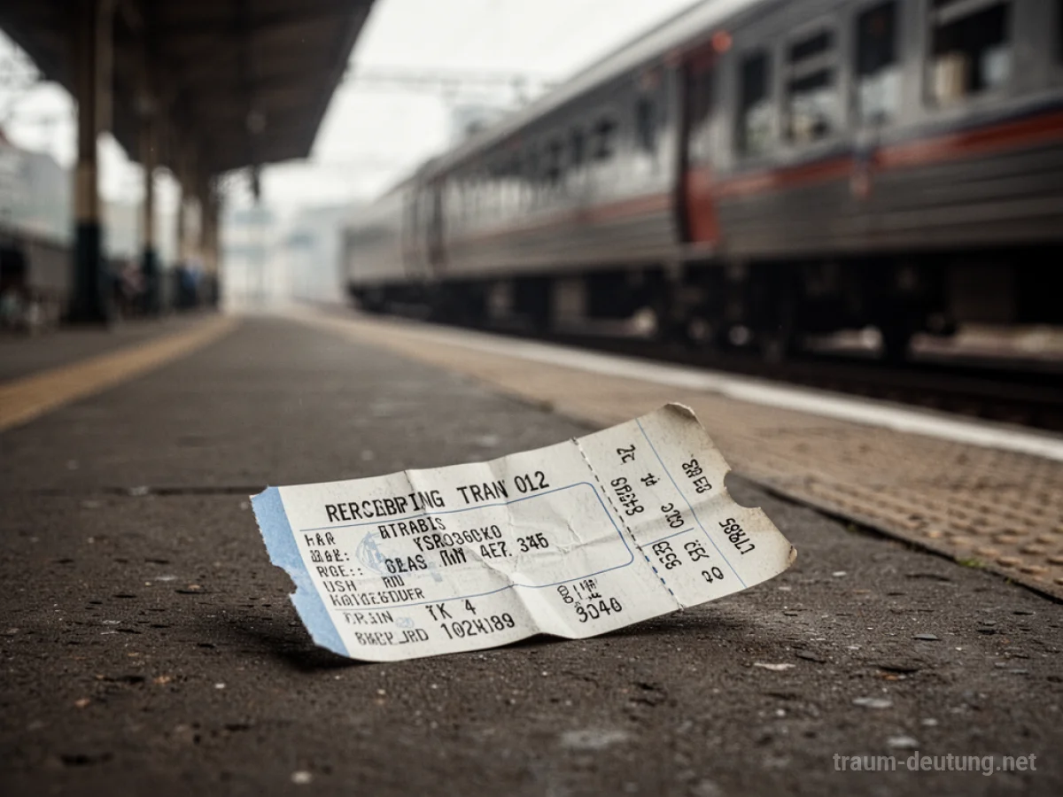 Verlorene Fahrkarte auf einem Bahnsteig