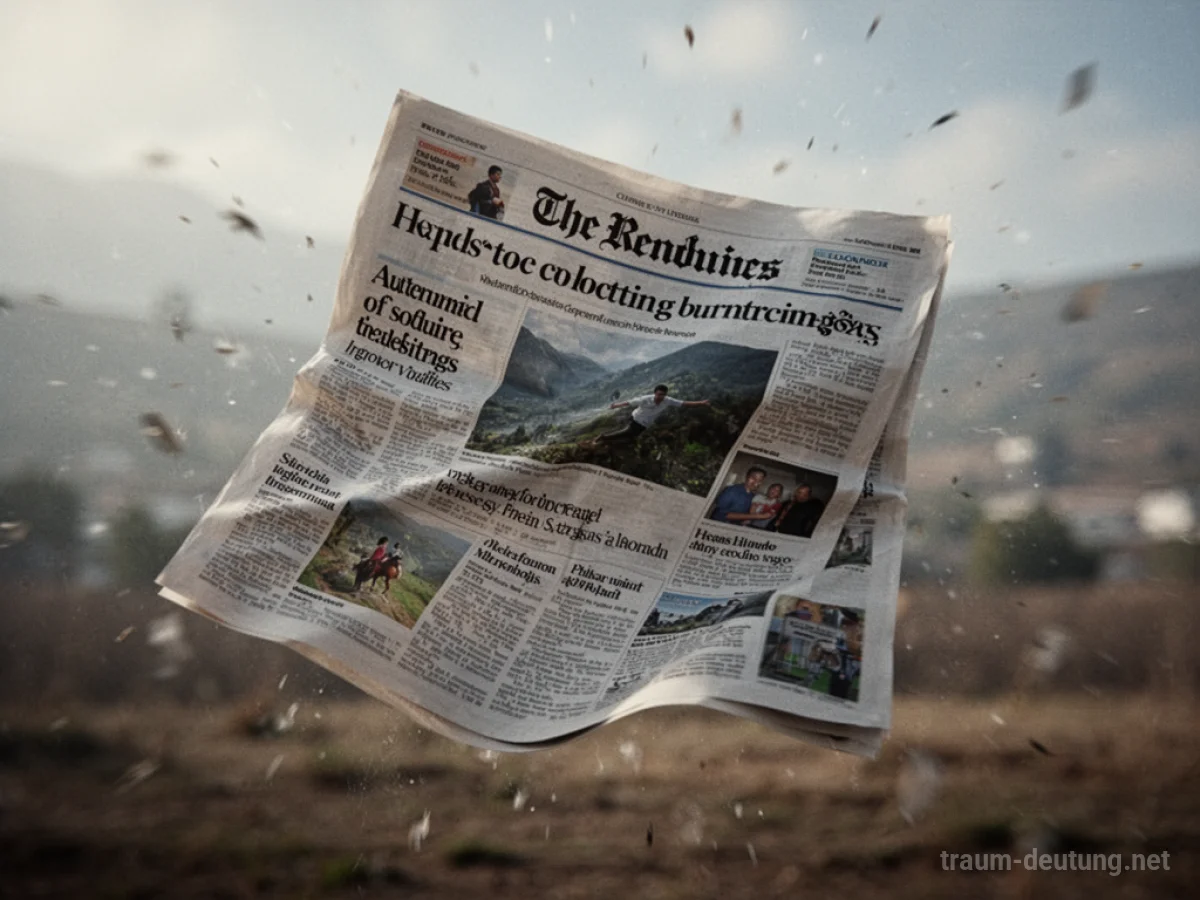 Eine Zeitungsseite wird vom Wind davongetragen.