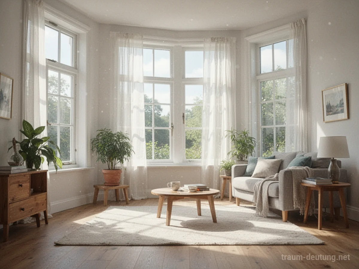 Helles, sonnendurchflutetes Zimmer mit offenen Fenstern