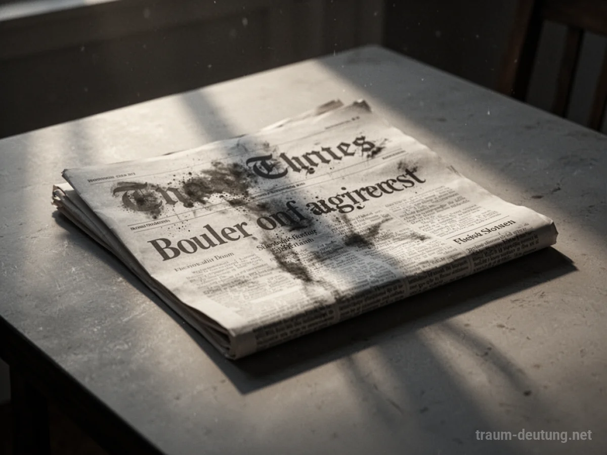 Zeitung mit unleserlichen Schlagzeilen auf einem Tisch