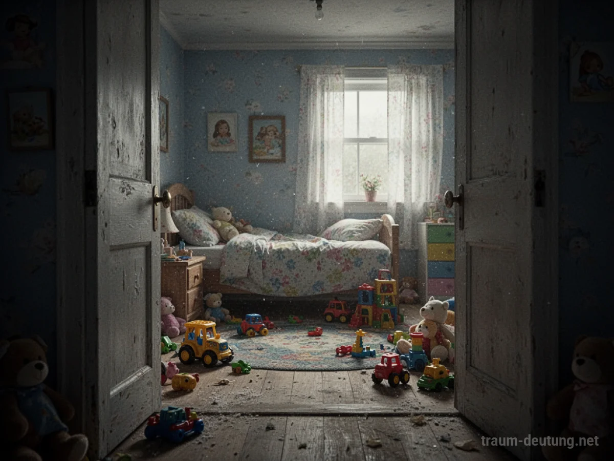 Altes Kinderzimmer mit Spielzeug, das nostalgische Erinnerungen weckt.