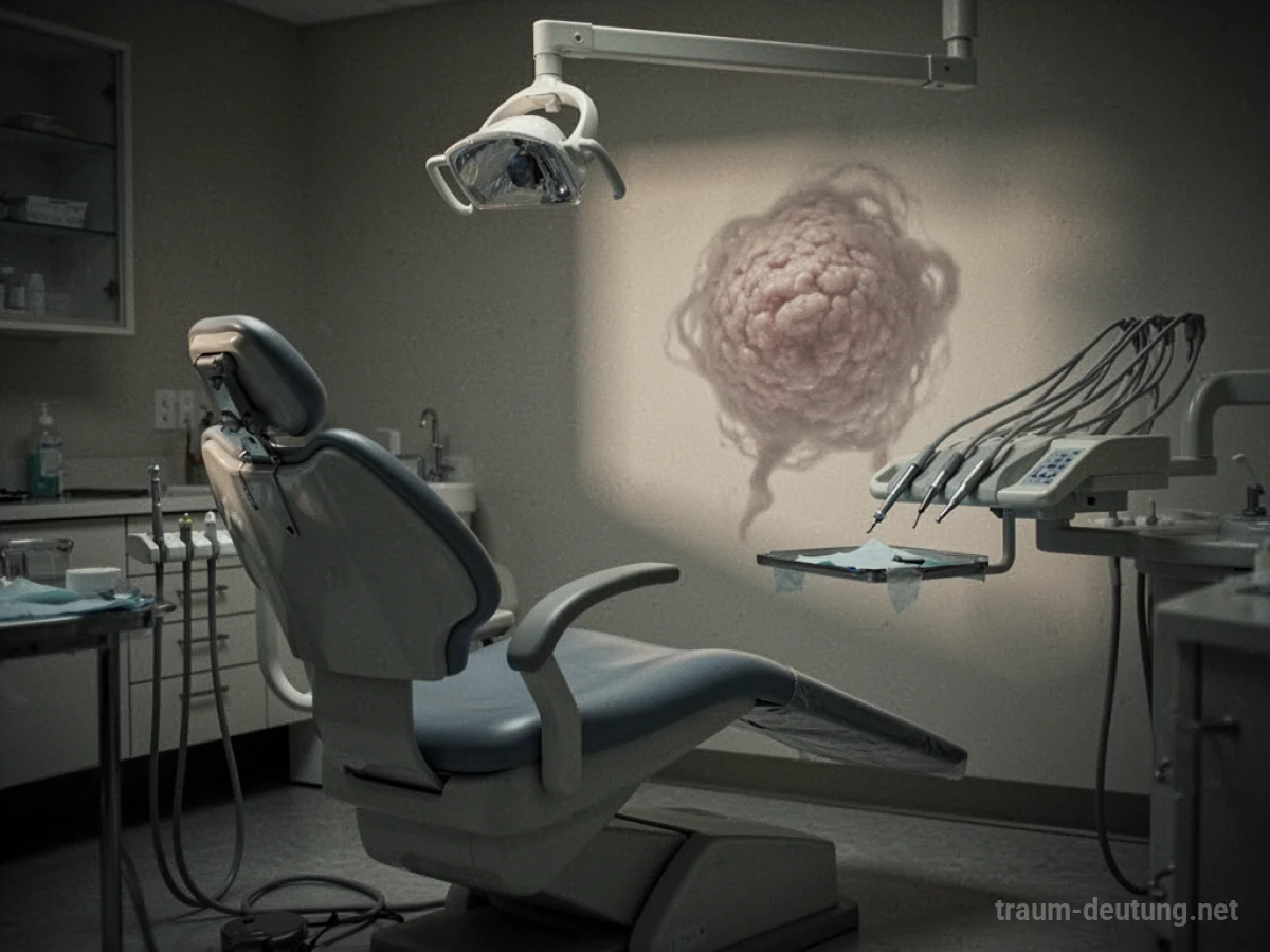 Symbolische Darstellung eines Zahnarztes, der im Traum einen Tumor entdeckt.