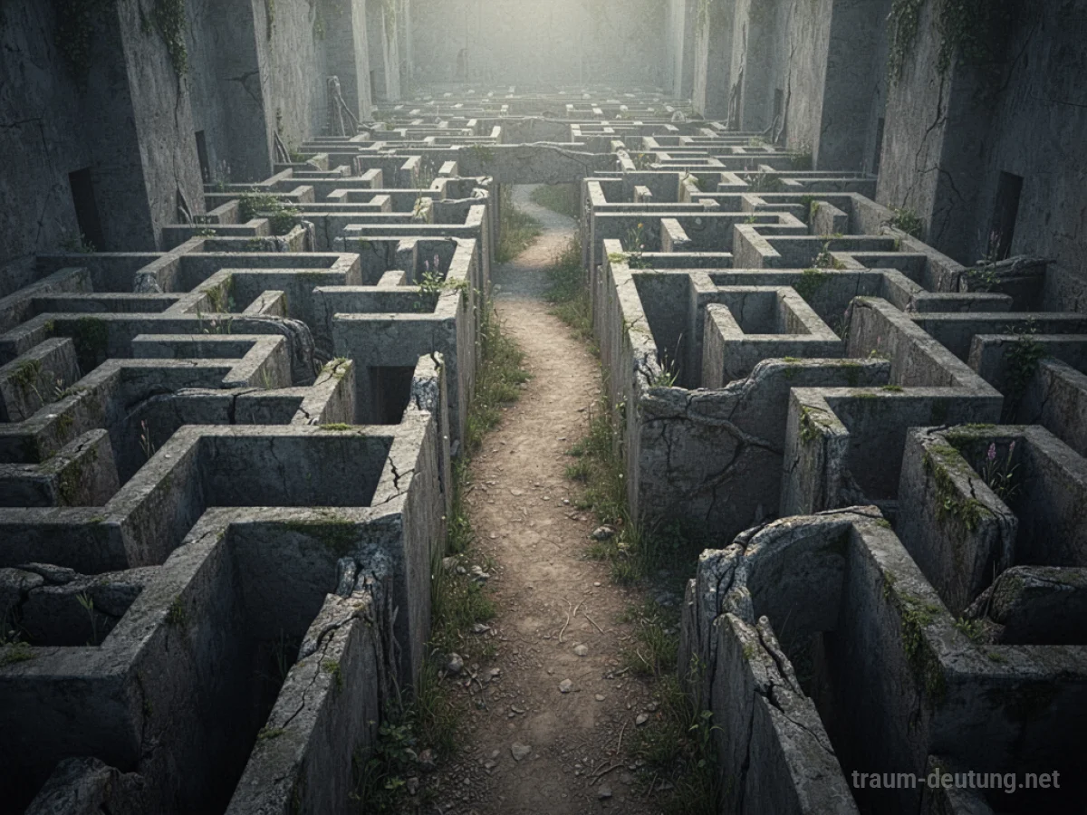 Ein verschlungener Pfad in einem riesigen Labyrinth, der das Ziel symbolisiert.