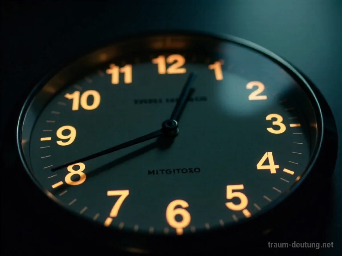 Zahlen auf einer leuchtenden Uhr im Nachthimmel