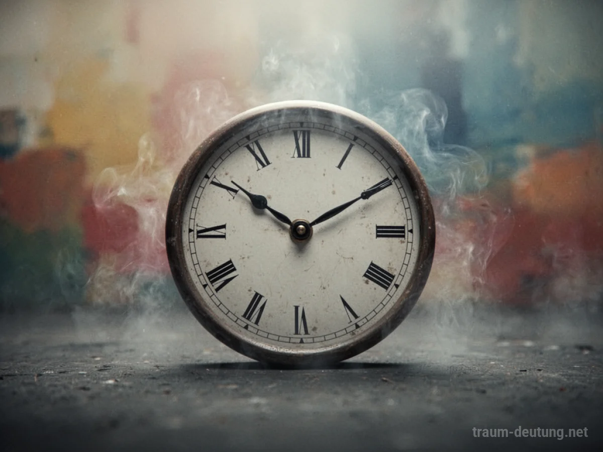 Eine Uhr ohne Zeiger vor einem verschwimmenden Hintergrund, die Zeit symbolisiert.
