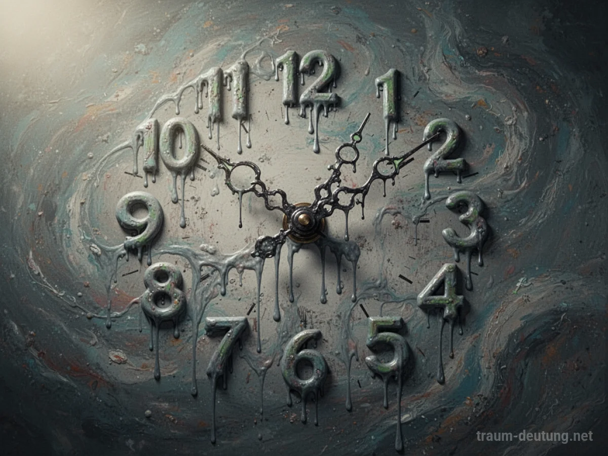 Eine surreale Uhr, deren Ziffern schmelzen und sich verzerren.