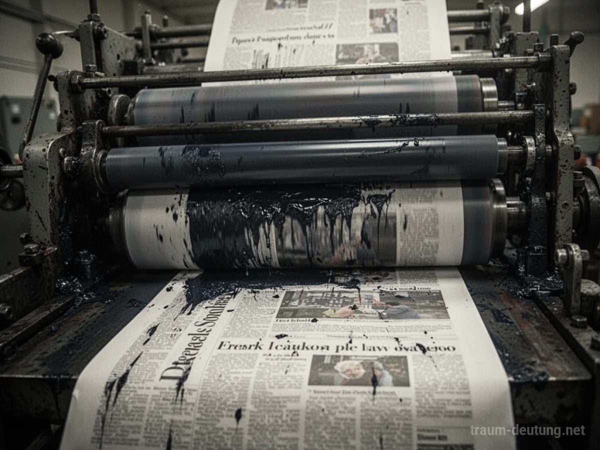 Druckmaschine druckt eine Zeitung mit Tinte und Papier