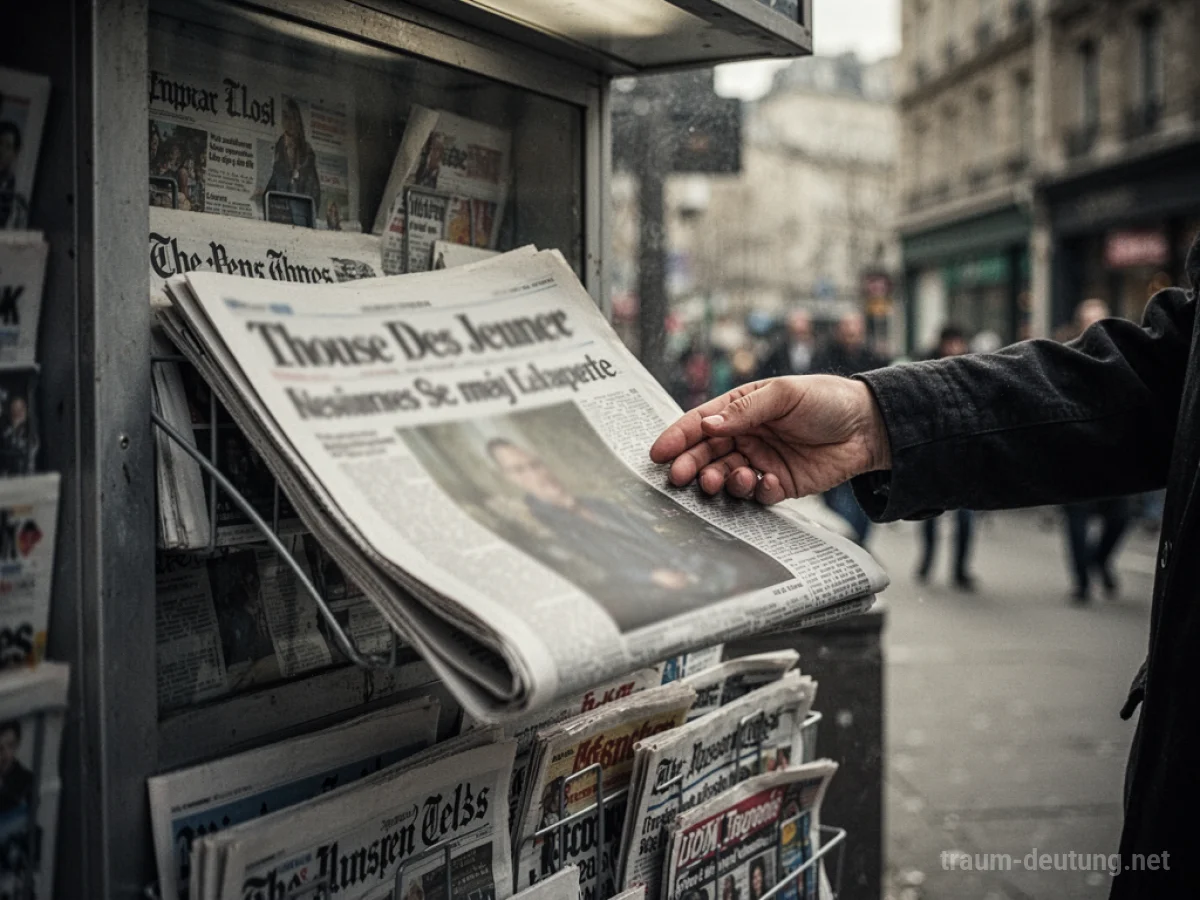 Hand kauft eine Zeitung an einem Kiosk