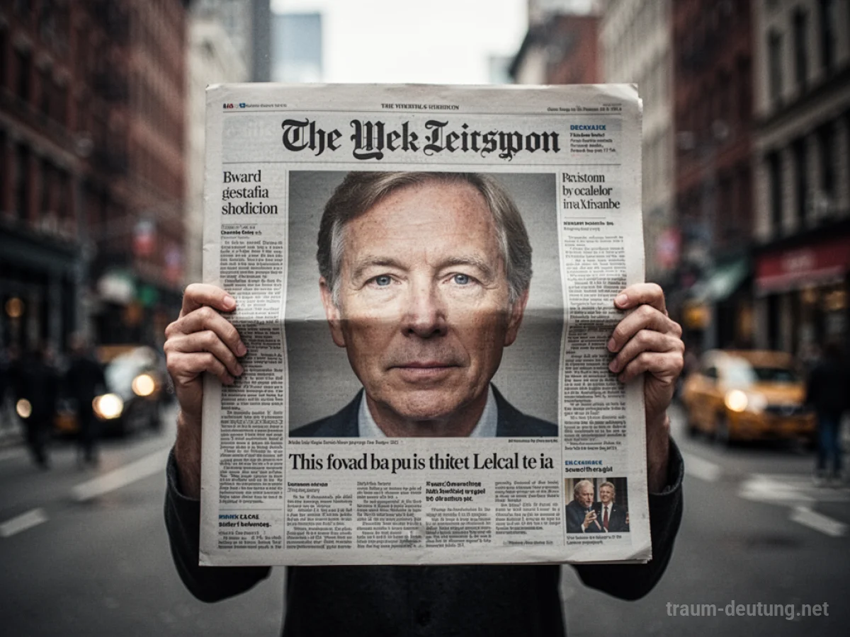 Eine Zeitung mit einem Gesicht auf der Titelseite, gehalten von Händen.