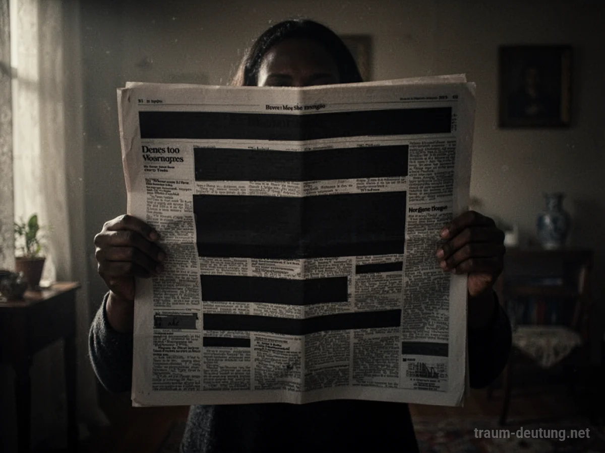 Eine zensierte Zeitung mit schwarzen Balken über dem Text.