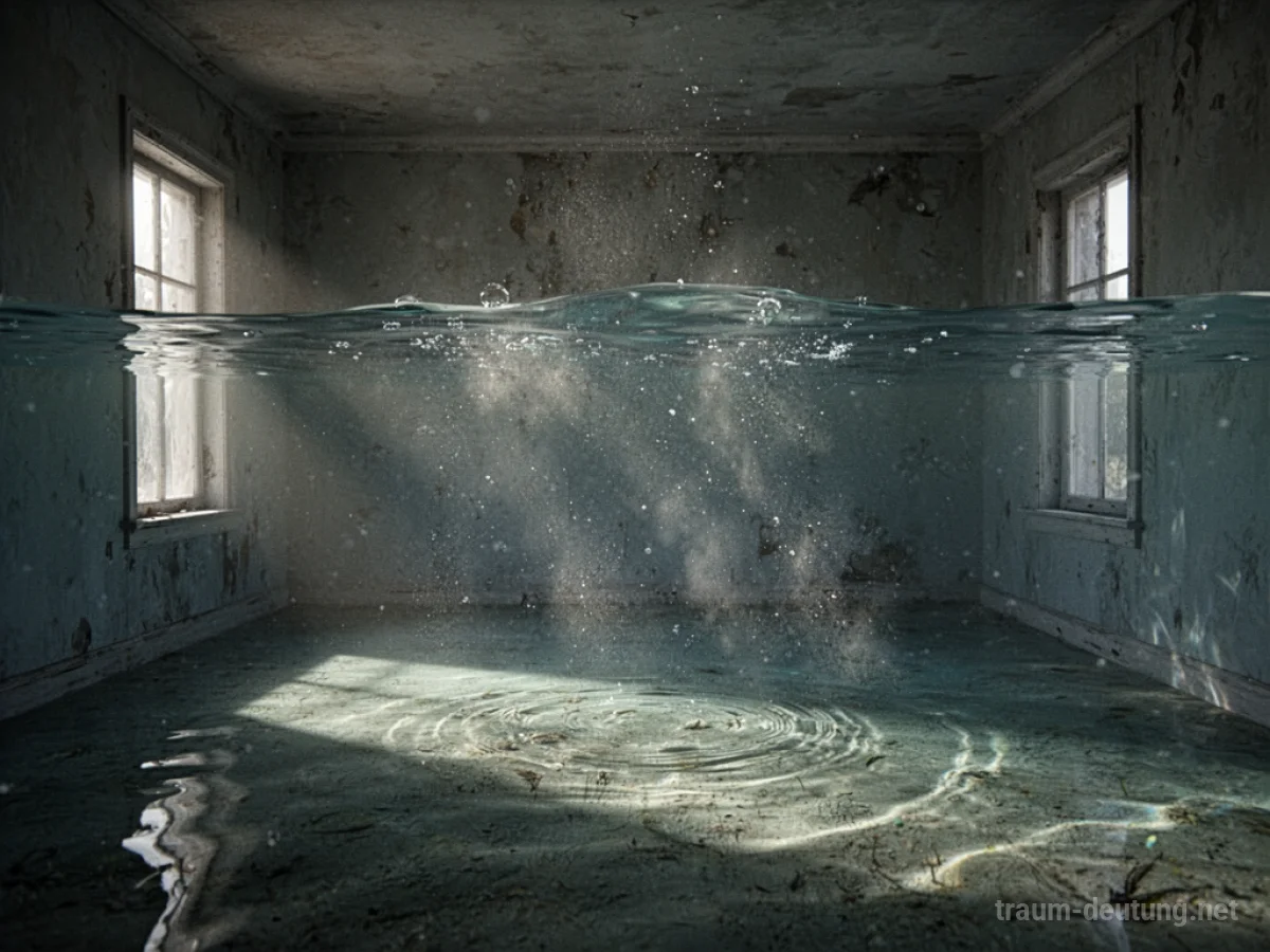 Ein teilweise überflutetes Zimmer mit klarem Wasser und Sonnenlicht