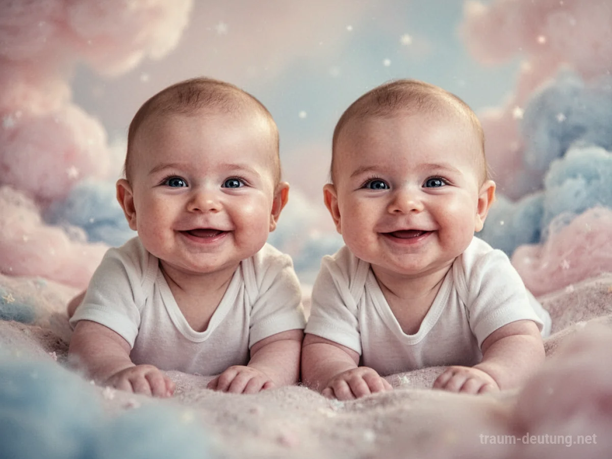 Zwei identische Babys, die den Betrachter anlächeln