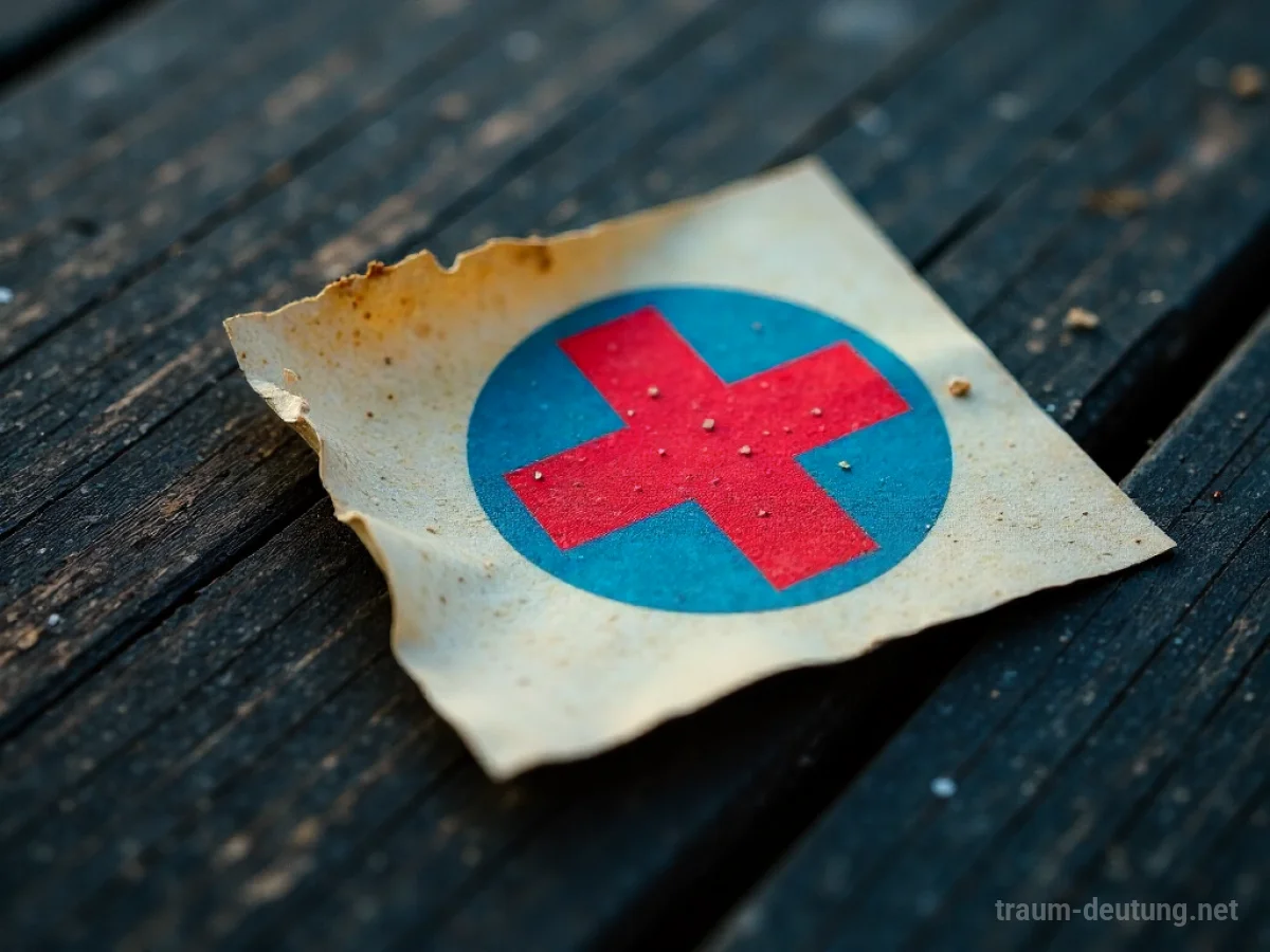Traumsymbol Aufkleber: Ein lebendiger Aufkleber löst sich leicht von einer dunklen Holzoberfläche, detailliert und fotorealistisch dargestellt.