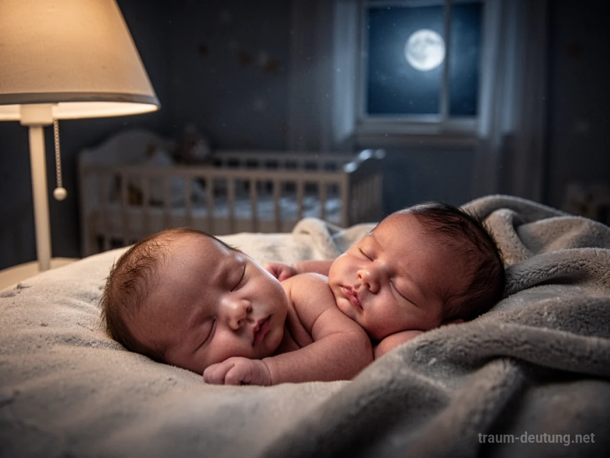 Traumdeutung Baby: Ein neugeborenes Baby schläft friedlich in einem sanft beleuchteten, ruhigen Kinderzimmer, das von Mondlicht erhellt wird.
