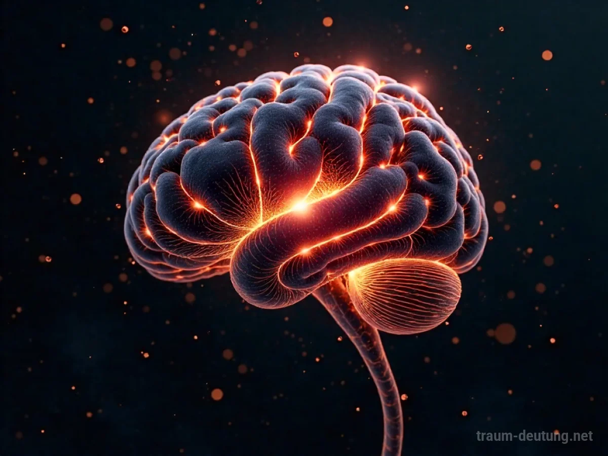 Traumsymbol IQ: Eine leuchtende abstrakte Darstellung von neuronalen Pfaden, die wie ein IQ-Test im dunklen Weltraum pulsiert.