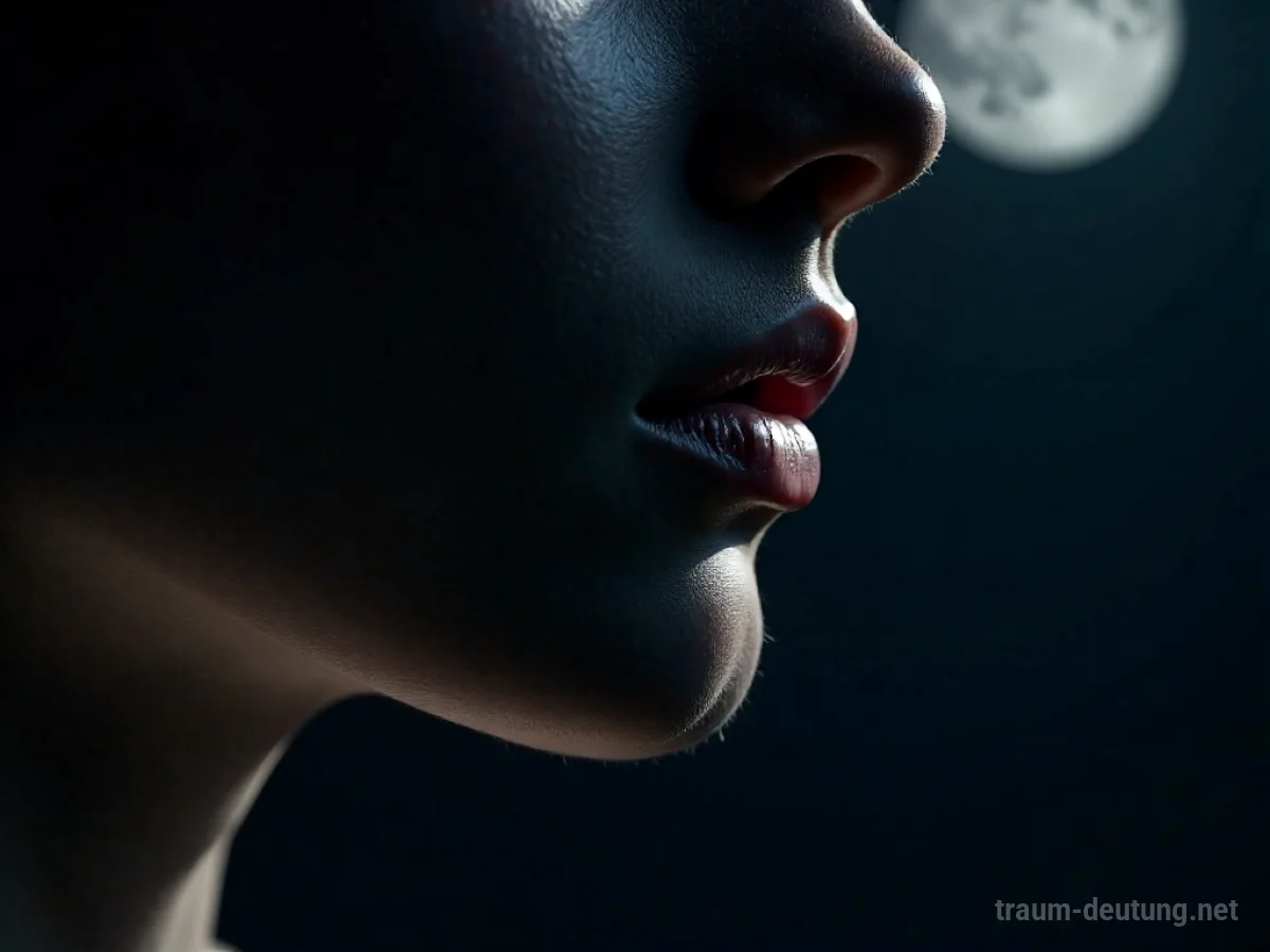 Traumdeutung Kinn: Ein detailliertes, fotorealistisches Kinn im sanften Mondlicht, das Entschlossenheit und innere Stärke symbolisiert.