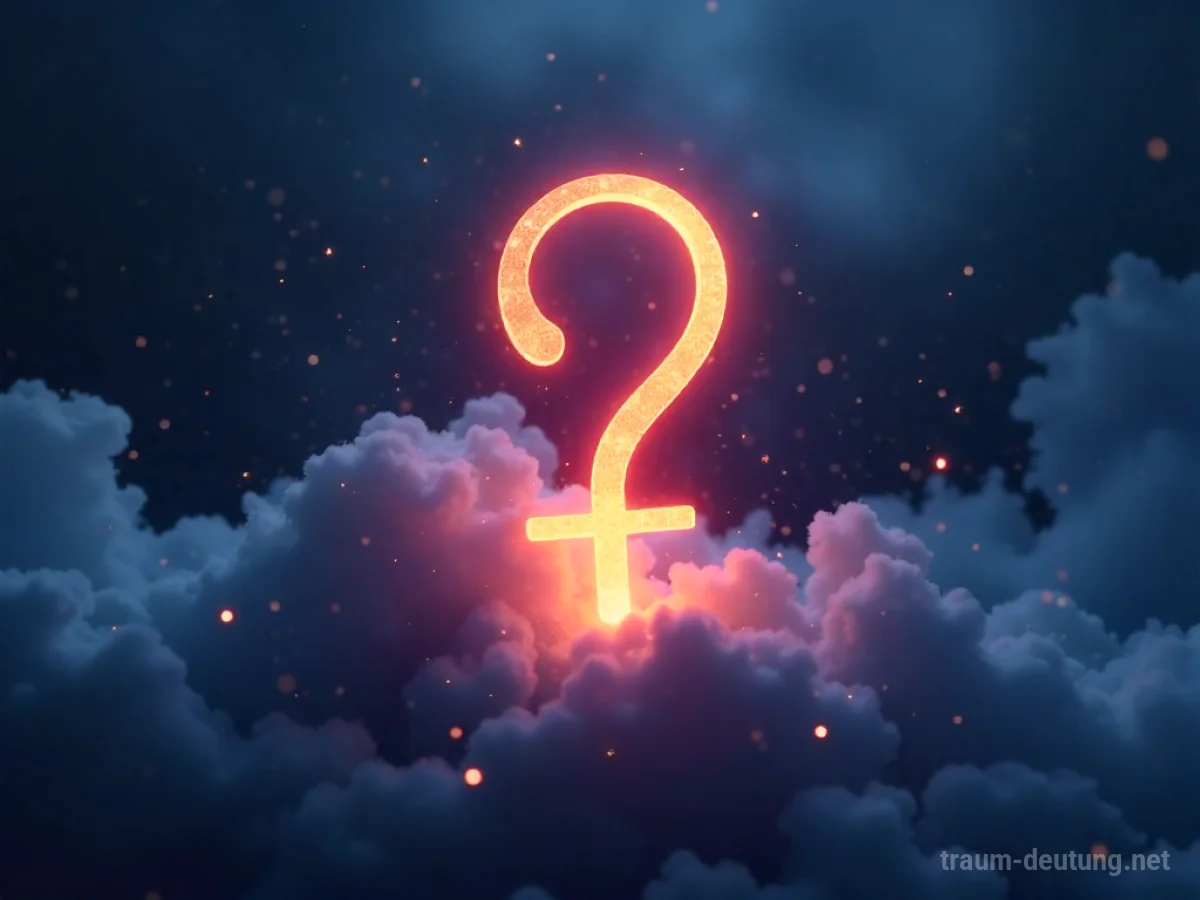 Traumsymbol Phallus: Ein stilisierter, leuchtender Phallus erhebt sich aus mystischem, dunklem Nebel, der von ätherischem Licht erhellt wird.