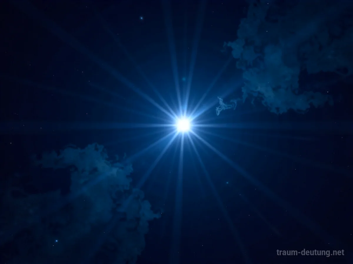 Traumsymbol Star: Ein einzelner, strahlender Stern leuchtet intensiv am tiefen Nachthimmel, umgeben von zarten Nebelschwaden.