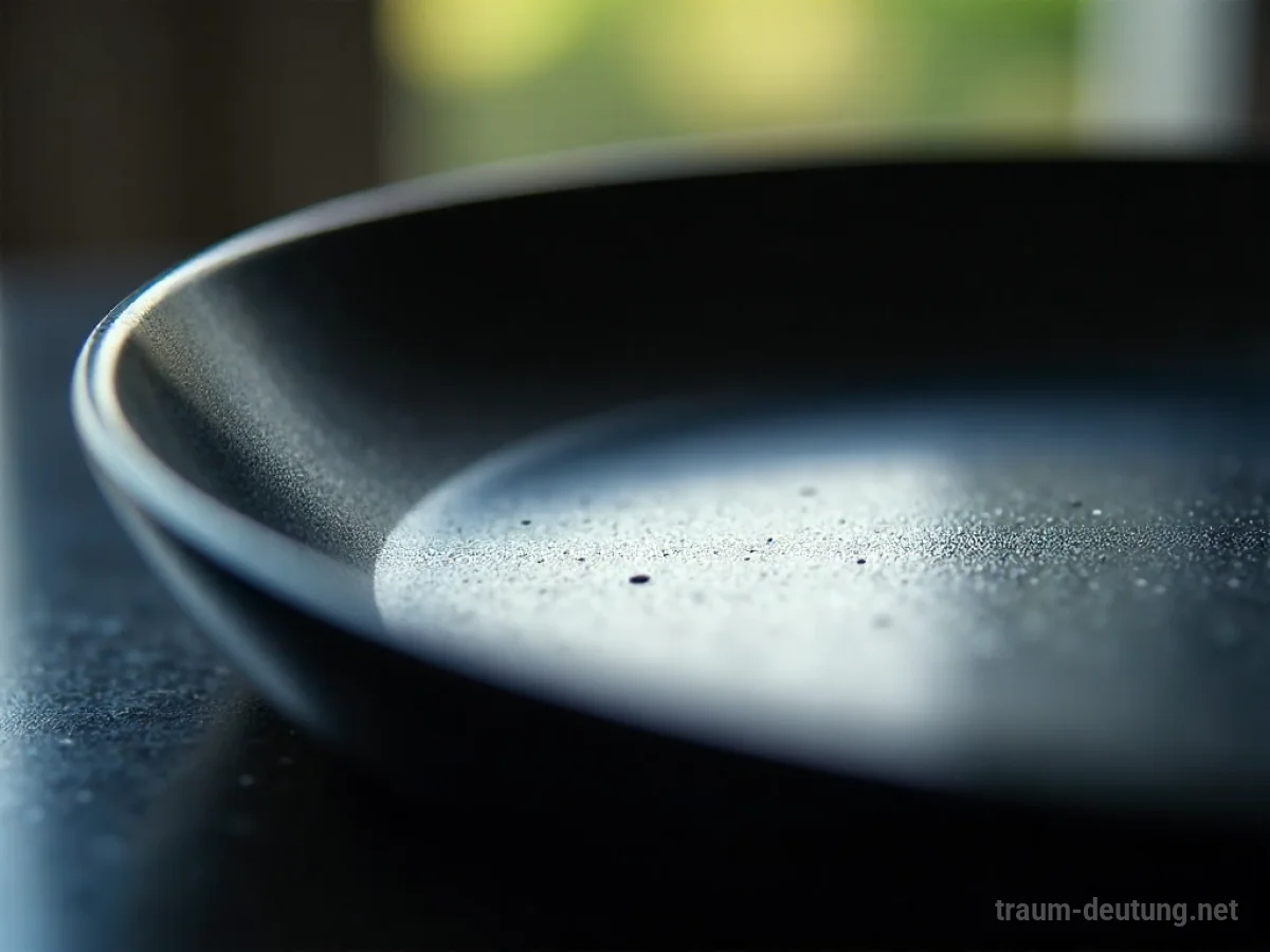 Traumsymbol Teflon: Eine glatte, makellose Teflon-Oberfläche reflektiert diffuses Licht, was auf emotionale Distanz hindeutet.